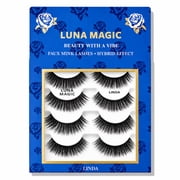 LUNA MAGIC Faux Mink False Eyelashes, Linda, Black, 4 Pair