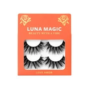 LUNA MAGIC Faux Mink False Eyelashes, Love Amor, Black, 2 Pair