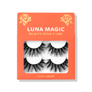 LUNA MAGIC Faux Mink False Eyelashes, Love Amor, Black, 2 Pair