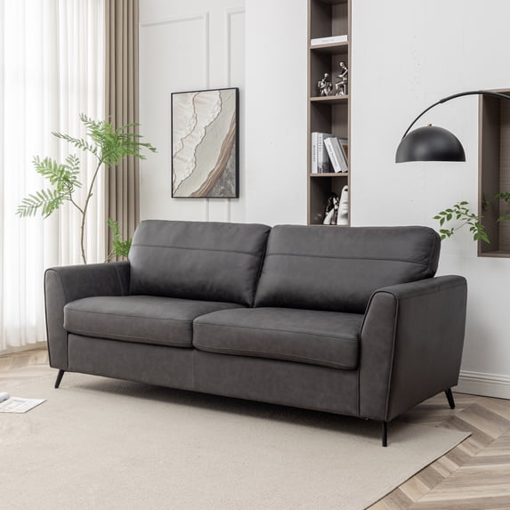 Luna Mid-Century Modern Pullout Sofa Bed with 4" Gel Mattress, Grey