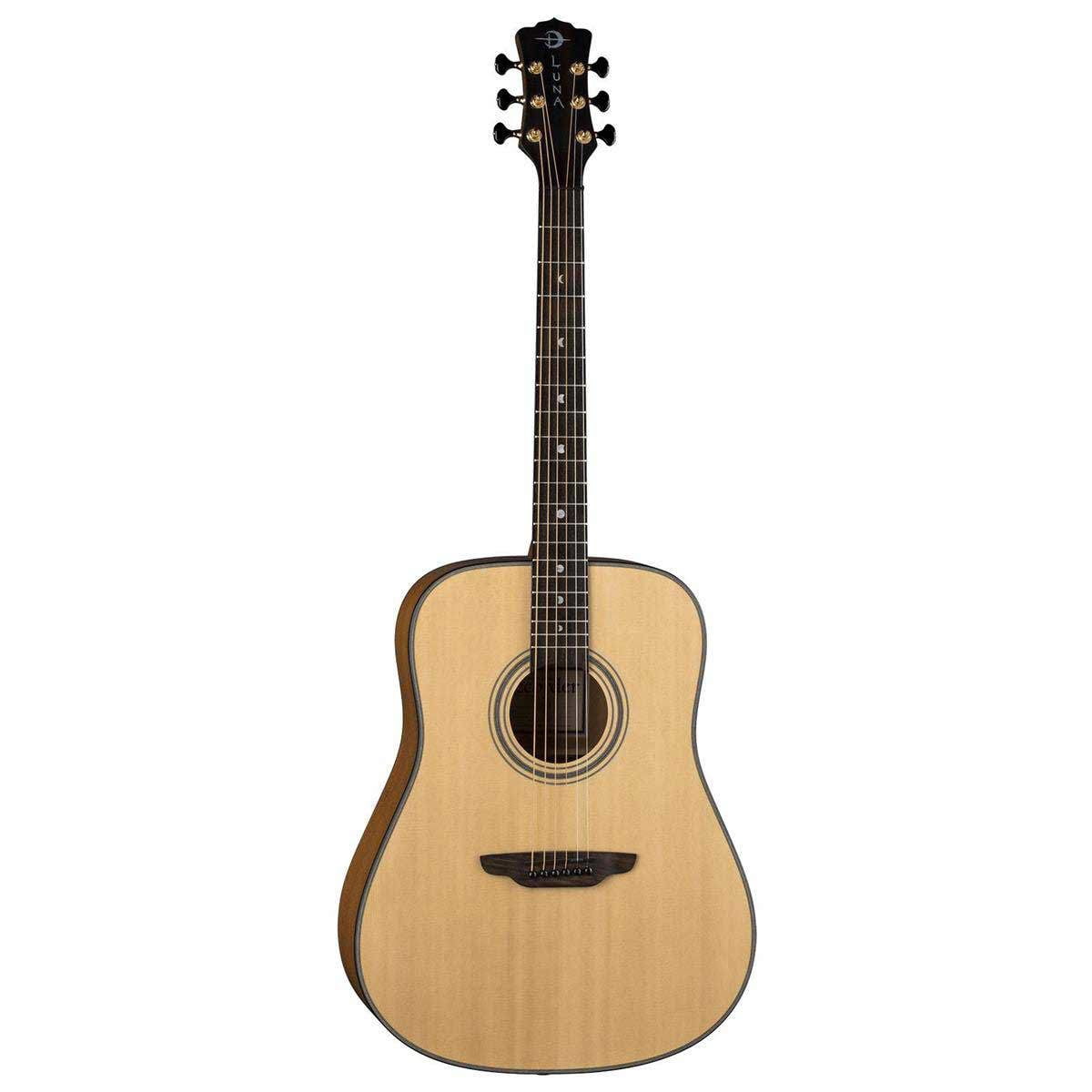 Luna Art Recorder All Solid Wood Dreadnought 6-String Guitar, 21 Frets, 'C' Shape Neck, Rosewood Fretboard, Satin Natural