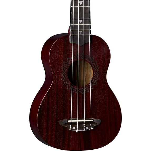Luna Vintage Mahogany Soprano Ukulele, Red Satin