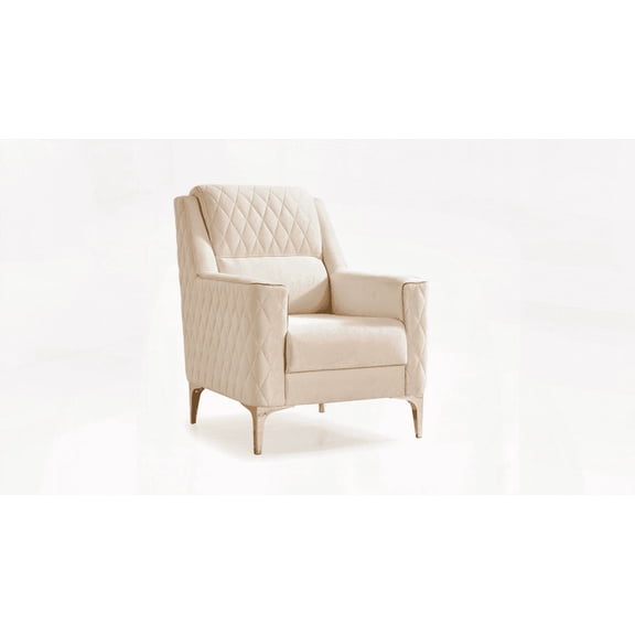Luna Modern Style 1-Piece Chair with Solid Wood Frame and Ivory Fabric Seat
