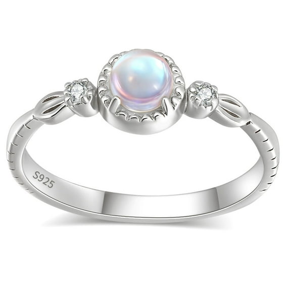 Luna Moonstone Ring for Women by Ginger Lyne Sterling Silver CZ Ginger Lyne Collection