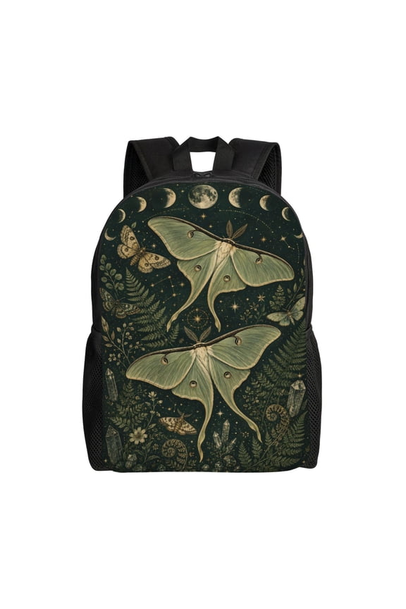 Luna Moth Celestial Backpack Full Front Print Travel Laptop Bag for Men and Women