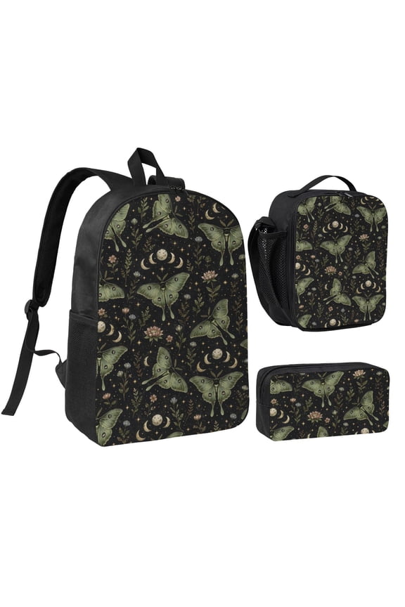 Luna Moth Celestial Backpack Set 3pc Including Backpack, Lunch Bag and Pen Bag Combination