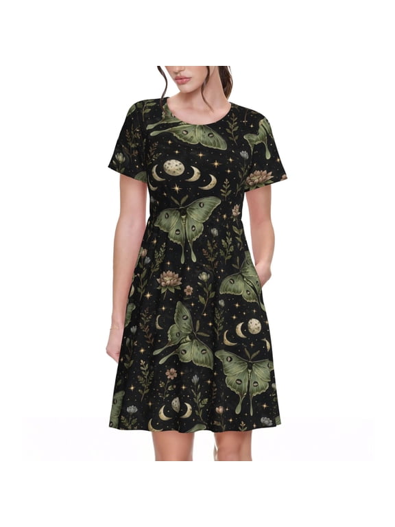 Luna Moth Celestial Dresses Short Sleeve Nightdresses for Women