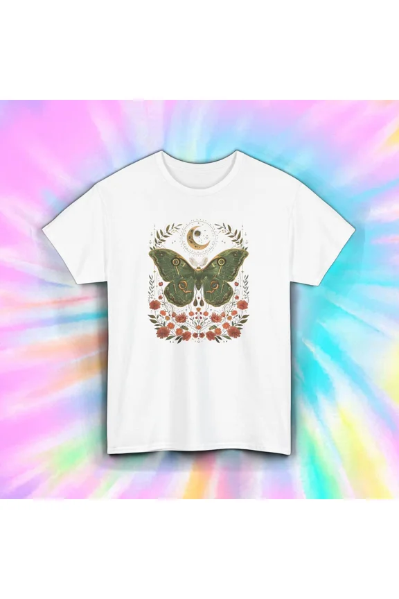 Luna Moth Moon Floral Nature Witchy Boho Aesthetic Unisex T-Shirt up to size 5XL