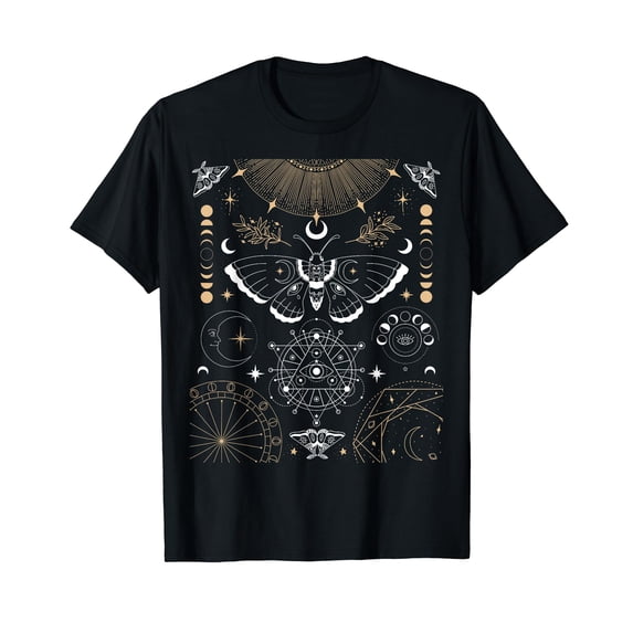 Luna Moth Moon Phases Witchy Dark Academia Aesthetic T-Shirt for Men Women Cotton Summer Tops Fashion Casual Short Sleeves