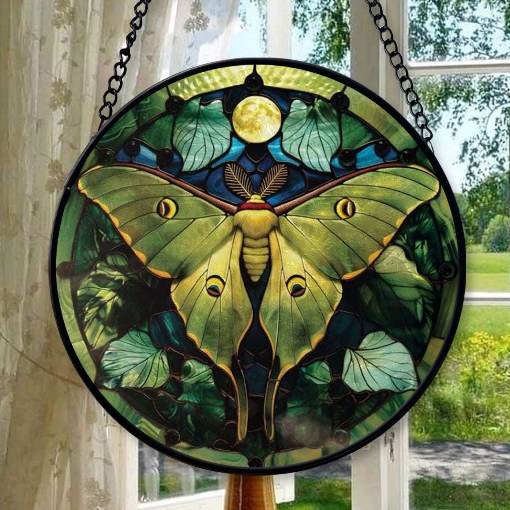 Luna Moth: Stained Glass-Style Christmas Ornament - Made With Real Glass, Stained Glass Ornament 2025, Holiday Decoration, Seasonal Keepsake Gift, Unique Collectible, Window