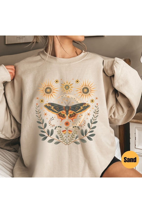 Luna Moth T-Shirt Luna Moth Clothing Moon Phases Mystic Moon and Moth T-Shirt Celestial Cr