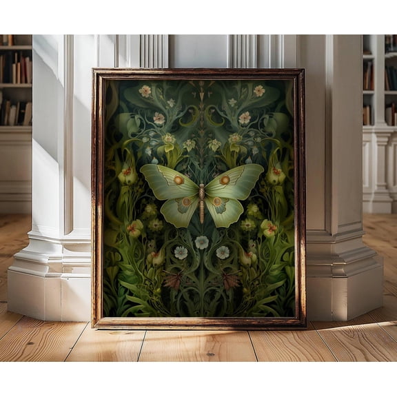 Luna Moth Wall Art, Green Prints, Moth Art, Insect Wallart, Luna Moth Decor, Aesthetic Wall Art, Walter Crane, Luna Moth Gifts For Her