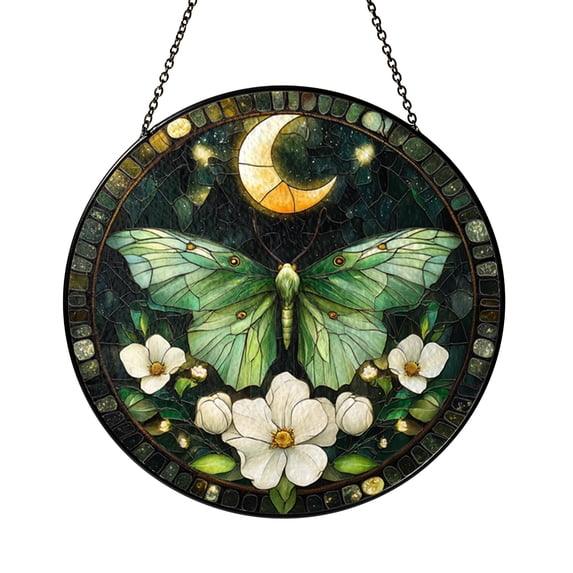 Luna Moth Window Hanging, Faux Glass Inspired Panel for Nature Lovers ...