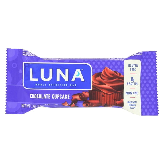 Luna Organic Nutrition Bar - Chocolate Cupcake - Gluten Free - 1.69 oz - Pack of 15