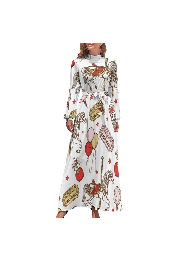 Luna Park print Long Dress Elegant gown summer clothes for women dress korean style