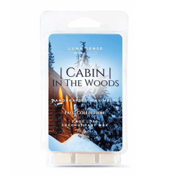 LUNA SENSE Cabin in the Woods Wax Melts | Warm Woods & Rustic Cabin Fragrance | 2-Pack 12 Wax Cubes