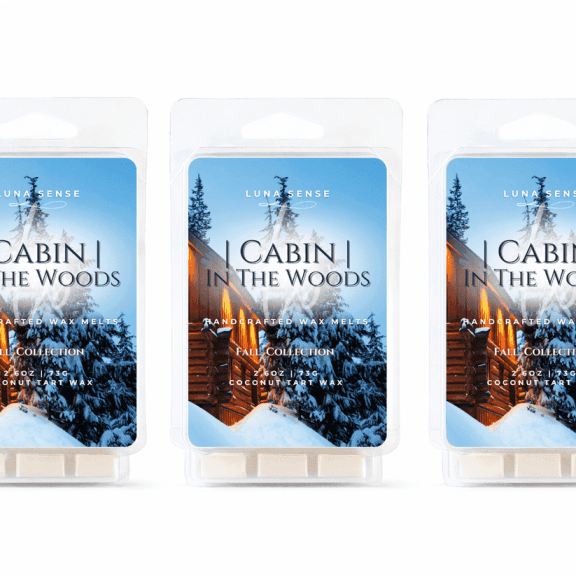 Luna Sense Cabin In The Woods Wax Melts, Warm Spiced Honey & Oak Fragrance, Cozy Fall Scent, 18 Cubes, 3 Pack