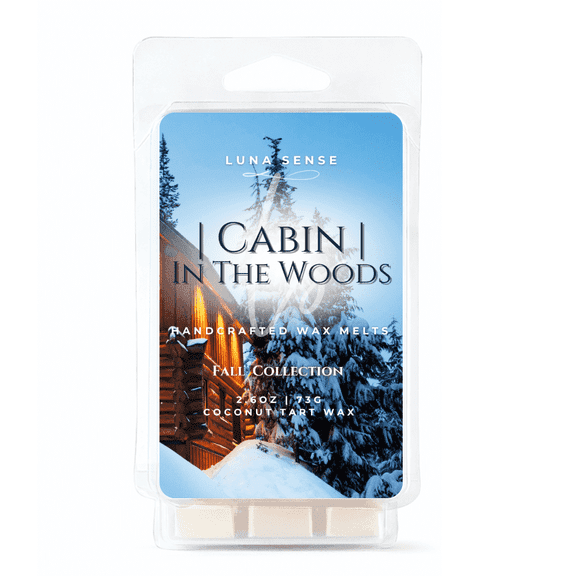 LUNA SENSE Cabin in the Woods Wax Melts | Warm Woods & Rustic Cabin Fragrance | 3-Pack 18 Wax Cubes