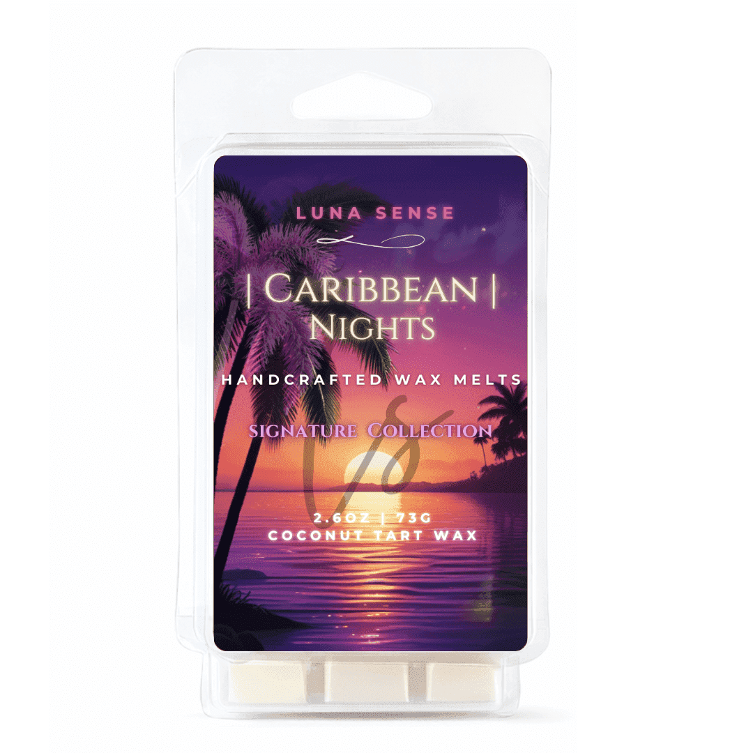 Luna Sense Caribbean Nights Wax Melts, Warm Amber & Smooth Musk Scent, 18 Cubes, 3-Pack