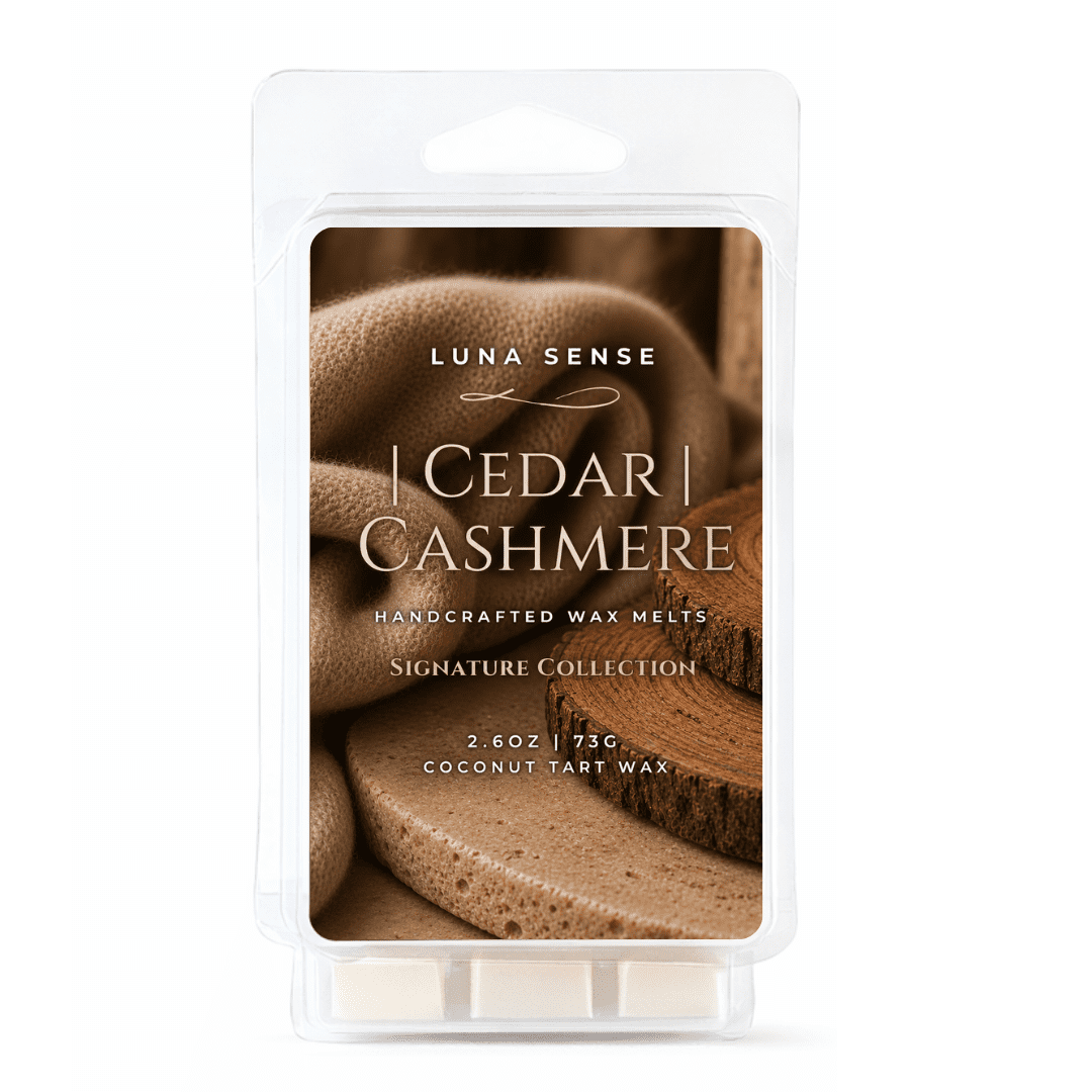 Luna Sense Cedar Cashmere Wax Melts, Cedarwood and Soft Cashmere, Warm Wood Scent, 3 Pack, 18 Cubes Total