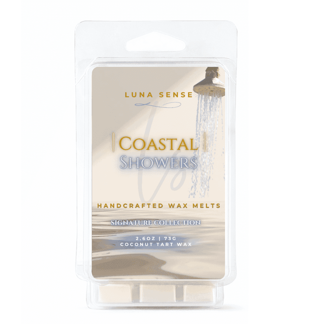 Luna Sense Coastal Showers Wax Melts, Clean White Tea & Fresh Air Scent, Soft Musk & Marine Fragrance, 18 Cubes, 3 Pack