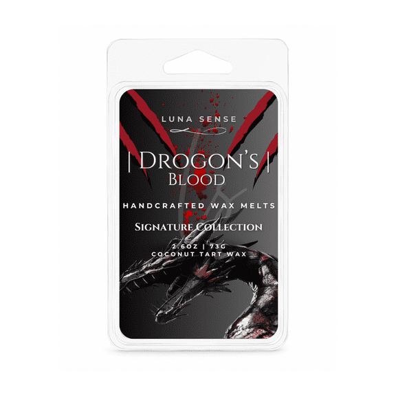 LUNA SENSE Drogon's Blood Wax Melts | Dark Incense & Amber Scent | Dark Resin Fragrance | 1-Pack 6 Wax Cubes