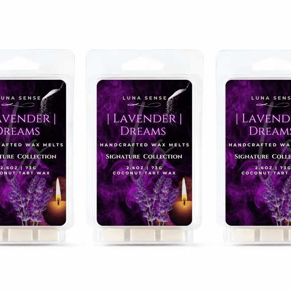 Luna Sense Wax Melts, Lavender Dreams, Sweet Vanilla Lavender Scent, 3 Pack, 18 Cubes Total