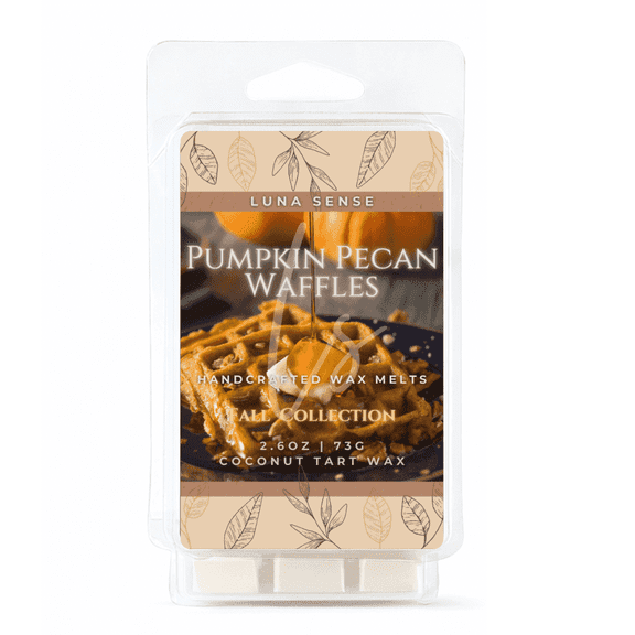 LUNA SENSE Pumpkin Pecan Waffles Wax Melts | Sweet Pumpkin & Toasted Pecan Fragrance | Bakery Scent | 2-Pack 12 Wax Cubes