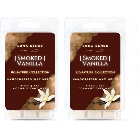 Luna Sense Smoked Vanilla Wax Melts, Smokey Vanilla Amber & Sandalwood Scent, 12 Cubes, 2 Pack