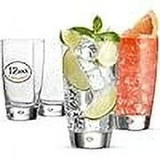 Luna Set Of 12 Cooler Glasses, 15.25 Oz. Clear Crystal Glassware, for Water, Juice and Mojitos Dishwasher Safe, Made In Italy.