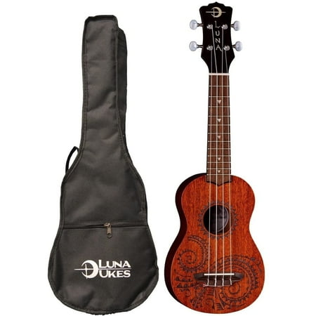 Luna Tattoo Mahogany Soprano Ukulele with Gigbag