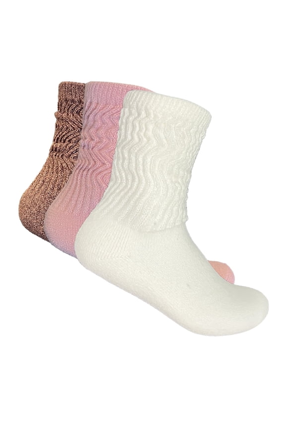 , 3 PACK WOMEN COZY SLOUCH SOCKS, IVORY/PINK/BROWN MARL