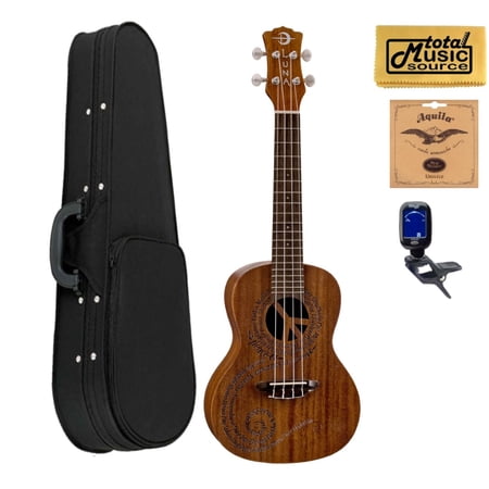 Luna UKE MALU Maluhia Peace Ukulele, Concert, W/ Soft Case Bundle