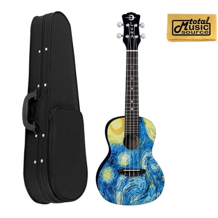 Luna UKE STR C Uke Starry Night Ukulele, Concert with Soft Case
