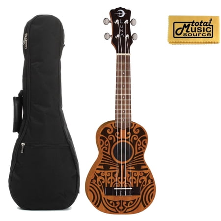 Luna UKE TRIBAL CONCERT Ukulele, Natural W/Gigbag & PC, UKE TRIBAL CONCERT PC