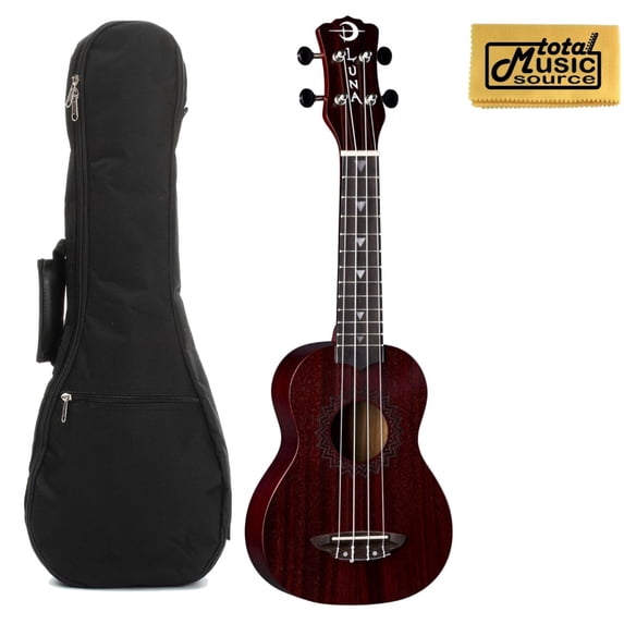 Luna Vintage Mahogany Red Satin Soprano Ukulele, UKE VMS RDS With Gigbag