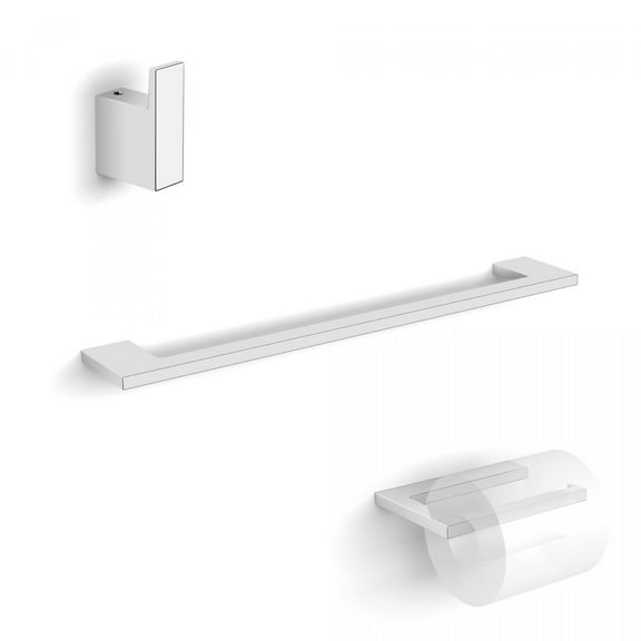Luna WSBC 38090A CR Bathroom Accessory Set with 18" towel bar, toilet paper holder, and bathroom hook