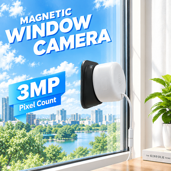 Luna Window Camera 3MP 2K Indoor Home Security Camera, Magnetic No-Drill Window Mount, Full-Color Night Vision, AI Human & Vehicle Detection, Dual-Band Wi-Fi 6, Two-Way Audio