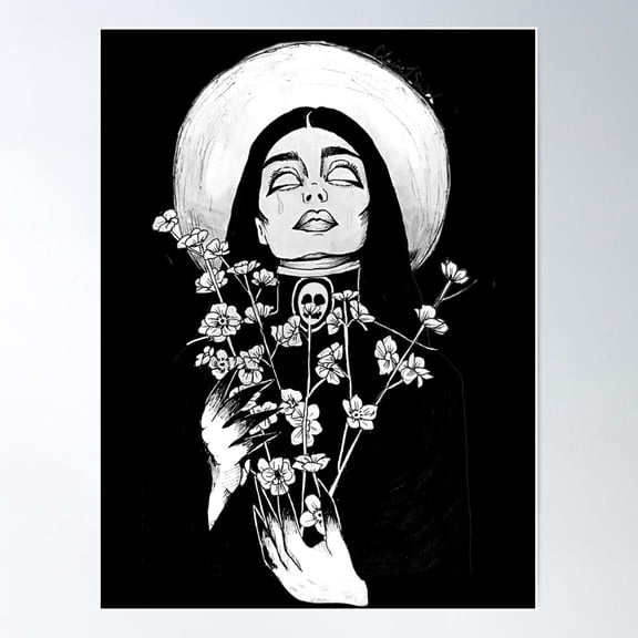 Luna With Periwinkle (Black) Poster Wall Art, Modern Wall Decor For Living Room Bedroom, 8x12 UNFRAMED