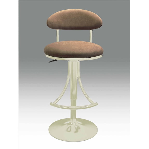 Luna adjustable stool,champagne frame w/ brown PU seat