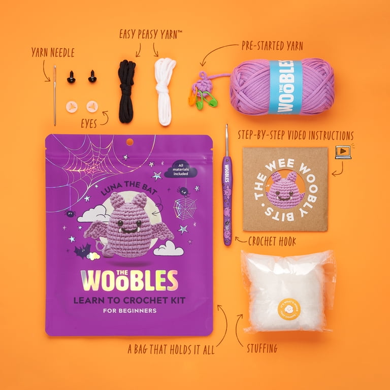 The Woobles Beginner Crochet Amigurumi Kits - Luna the Bat