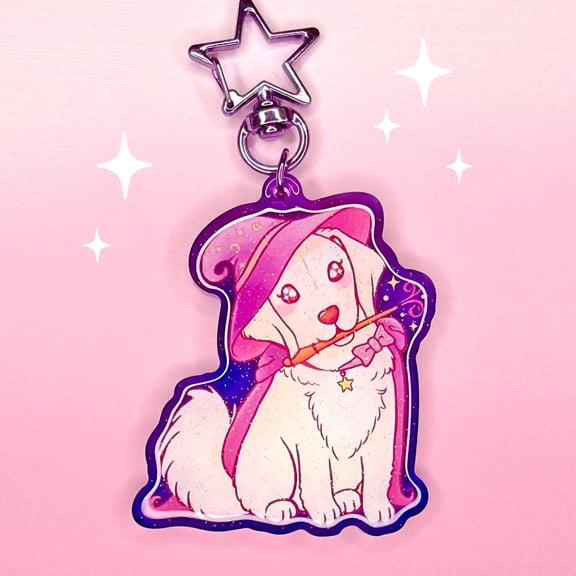 Luna the Magical Dog Glitter Acrylic Key Chain (1 keychain)