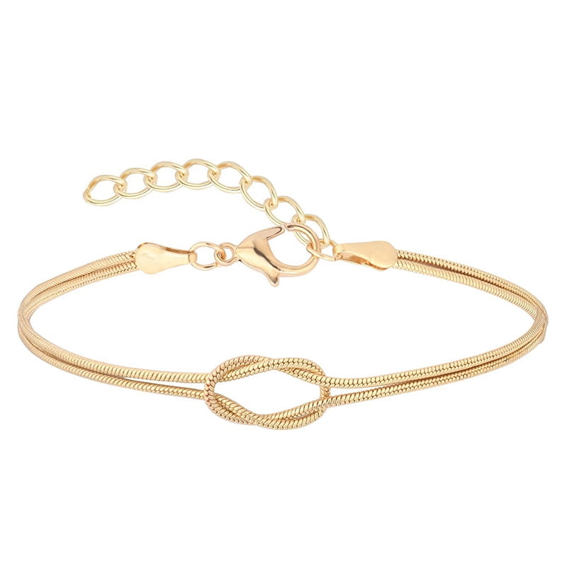 LunaGlo AZ Love Knot Bracelets Gold Stainless Steel Jewelry Gift