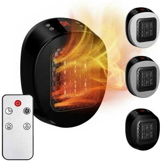 LunaHeater, Portable Plug in Heater, 600W Lunaheater Fan Heater, Portable Wall Mounted Heaters, LED Display, Portables Wall-Mounted Heaters for Home, Office, Bedroom (Black)