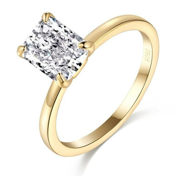 Tper Valley 2 Carat Radiant Cut Mossianite Bridal Ring Gold Plated Sterling Silver -Vintage Style- Promise Wedding set for Women