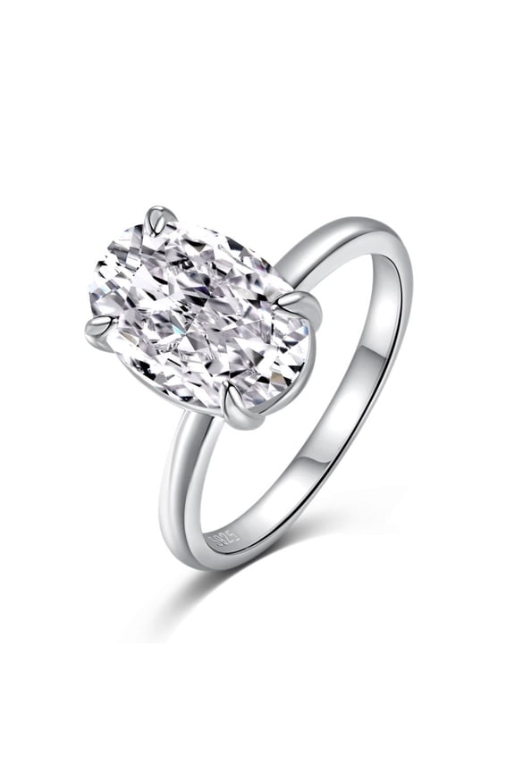 3.5 Carat Oval Cut Mossianite Engagement Ring S925 Sterling Silver Promise Wedding Ring for Women