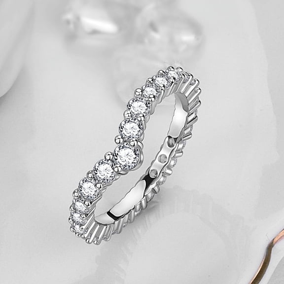 LunaValley Round Cut Mossianite Bridal Ring Classic Wedding Pave Band Engagement rings for Women