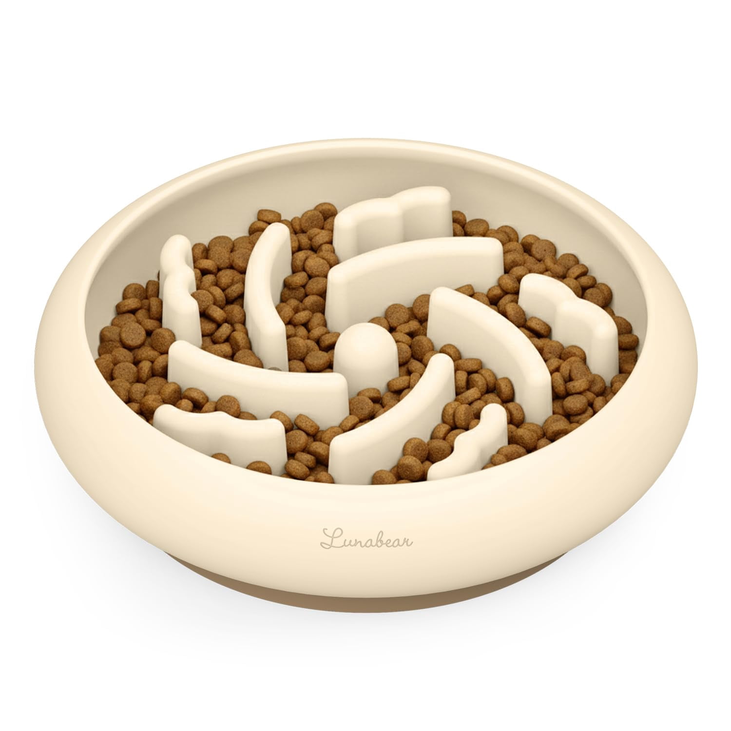 Lunabear Slow Feeder Dog Bowls Made of Premium Food-Grade Silicone, Anti-Choking & Slow Eating for Improved Digestion, Non-Slip, Soft & Durable (Ivory, Standard)
