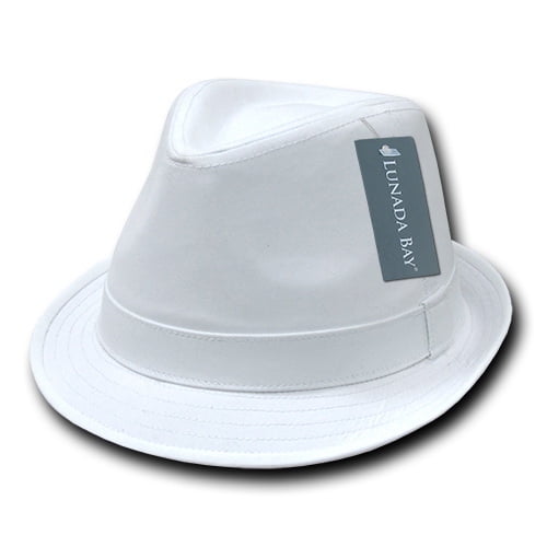 Lunada Bay 553 Basic Poly Woven Fedora Hats-White Wht-S_M