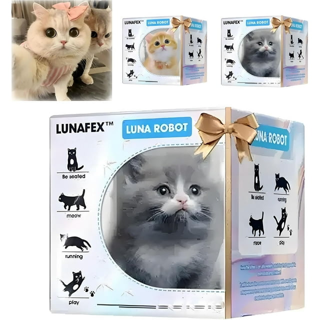 Lunafex Robot Cat, Luna The Robot Cat, Luna – Lunafex My Simulated Robot Cat, Lunafex Realistic Robot Cat, Nicco Robot Cat, Interactive Stuffed Pet - Walking, Barking, Tail Wagging